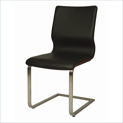 Pastel Furniture Charlize Side Chair in Black/Walnut Veneer