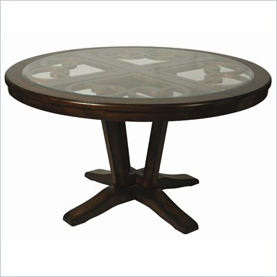 Pastel Furniture Devon Coast Round Glass Insert Dining Table in Cherry