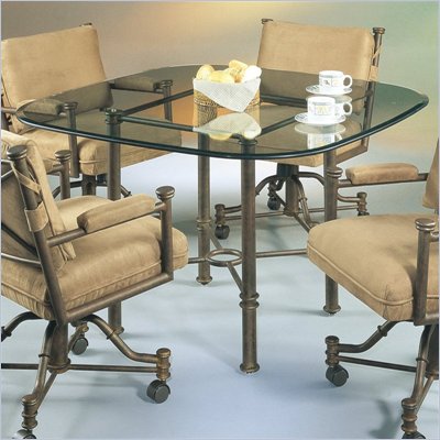 Pastel Furniture 48" Square Round Glass Casual Dining Table in Autumn Rust Finish