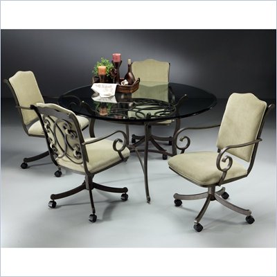 Pastel Furniture 54" Round Glass Dining Table Set
