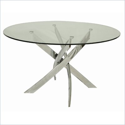 Pastel Furniture Fahrenheit Round Glass Top Dining Table in Chrome