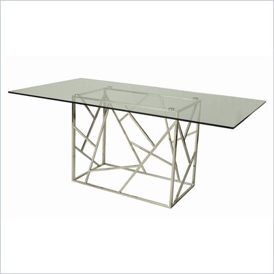 Pastel Furniture Firouzeh Rectangular Glass Top Dining Table in Steel