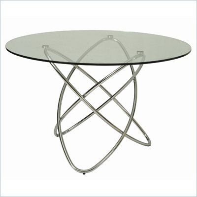 Pastel Furniture Fleishman Round Glass Top Dining Table in Chrome
