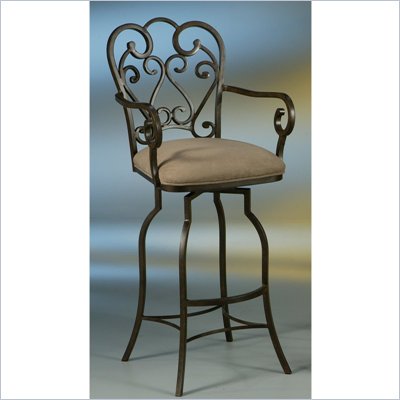 Pastel Furniture Magnolia Rust 26" Arm Swivel Bar Stool in Moccasin