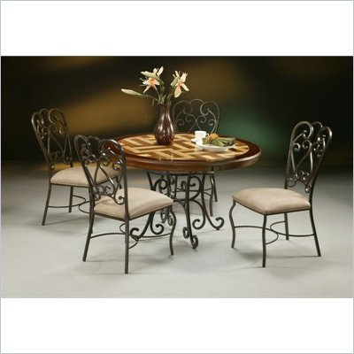 Pastel Furniture Magnolia Round Poly Travertine Dining Set