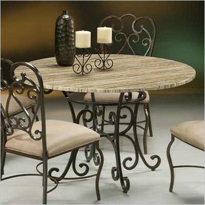 Pastel Furniture Magnolia Poly Travertine Dining Table in Autumn Rust