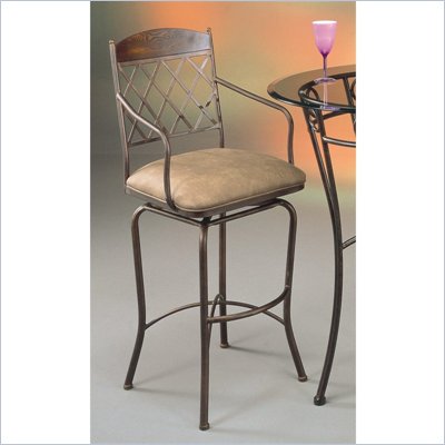 Pastel Furniture Napa Ridge Bronze 30" Swivel Arm Bar Stool in Shandora Toast