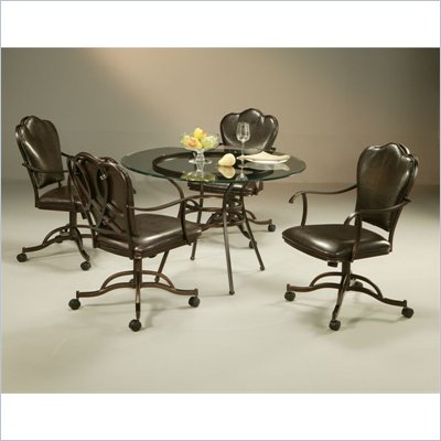 Pastel Furniture Oxford Glass Dining Caster Set in Roletta Brown