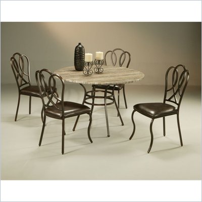 Pastel Furniture Oxford Poly Travertine Dining Set in Roletta Brown