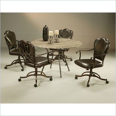 Pastel Furniture Oxford Travertine Dining Caster Set in Roletta Brown