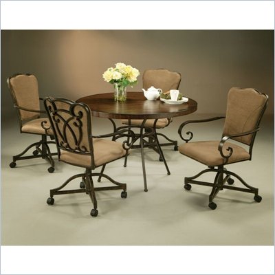 Pastel Furniture Vienna Hard Wood Caster Dining Set in Roletta Brown