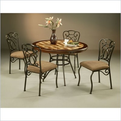 Pastel Furniture Vienna Poly Travertine Dining Set in Roletta Brown