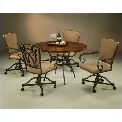 Pastel Furniture Westport Copperstone Caster Dining Set in Roletta