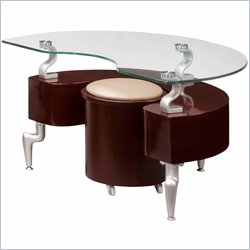 Global Furniture USA Dontai Glass End Table in Matte Mahogony Finish