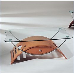 Global Furniture USA Sweeney Glass Top Coffee Table in Natural Finish