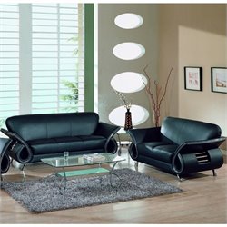 Global Furniture USA Charles 2-Piece Black Leather Sofa Set Best Price