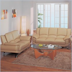 Global Furniture USA Edwards Cappuccino 2-Piece Leather Sofa Living Room Set