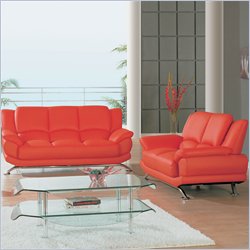 Global Furniture USA Edwards 2-Piece Red Leather Sofa Living Room Set