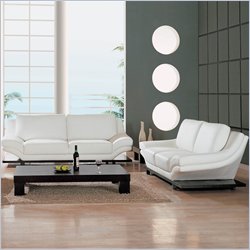 Global Furniture USA 757 Series Sofa and Loveseat Set in White Leather