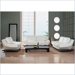 Global Furniture USA 757 Series 3 Piece Sofa Set in White Leather