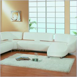 Global Furniture USA 553 Sectional Sofa in White Leather