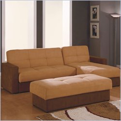 Global Furniture Sectional Sleeper Sofa in Beige and Brown Microfiber