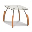 ADD TO YOUR SET: Global Furniture USA Francis Glass Top End Table in Natural Light Cherry