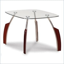 Global Furniture USA Francis End Table with Glass Top in Mahogany