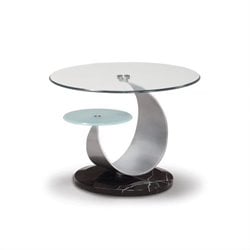 Global Furniture USA Juno Glass Top End Table in Black