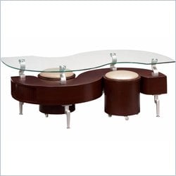 Global Furniture USA Dontai Glass Top Coffee Table in Mahogany Finish