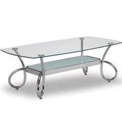 Global Furniture USA 559 Rectangular Glass Coffee Table in Chrome Finish Best Price
