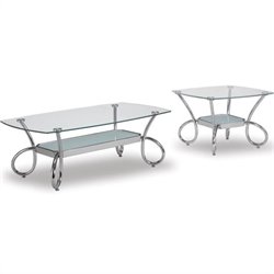 Global Furniture USA 559 Glass and Chrome Coffee Table Set Best Price