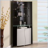 Global Furniture USA Corner Home Bar Unit in Black and Silver