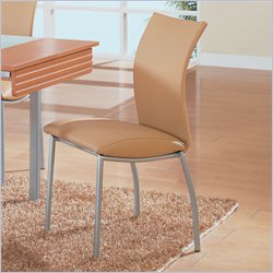 Global Furniture USA 2076 Leather Dining Side Chair in Beige