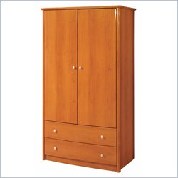 Global Furniture USA Emily 2 Drawer Wardrobe Armoire in Cherry Paper Veneer
