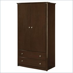 Global Furniture USA Emily 2 Drawer Wardrobe Armoire in Wenge Paper Veneer