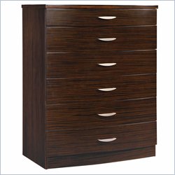 Global Furniture USA Capri 6 Drawer Chest in Dark Zebrano