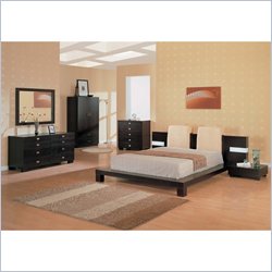 Global Furniture USA Verona Modern Wood Platform Bed 5 Piece Bedroom Set in Wenge