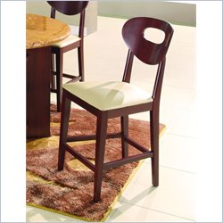 Global Furniture USA Beige Fabric Counter Height Bar Stool in Cherry Finish