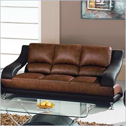 Global Furniture USA Breken Leather Match Sofa in Tan and Brown Best Price