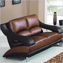 Global Furniture USA Breken Leather Match Loveseat in Tan and Brown Best Price