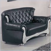 rent to own furniture Global Furniture USA Rayton Black and Silver Bonded Leather Match Loveseat