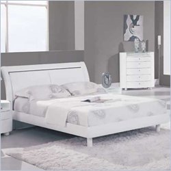 Global Furniture USA Emily Sleigh Bed in White