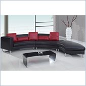 Global Furniture USA 919 3 Piece Sectional in Black with Red Pillows