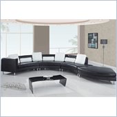 Global Furniture USA 919 4 Piece Sectional in Black with White Pillows