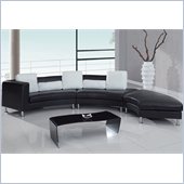 Global Furniture USA 919 3 Piece Sectional in Black with White Pillows