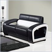 Global Furniture USA A199 Ultra Bonded Leather Loveseat in Black/White