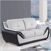 Global Furniture USA 3250 Bonded Leather Loveseat in Grey/Black