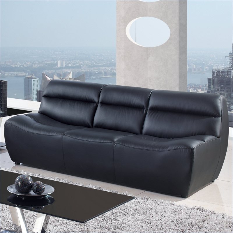 Global Furniture U3730 Leather Sofa - Black