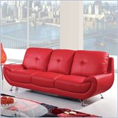 Global Furniture USA 4120 Leather Sofa in Red